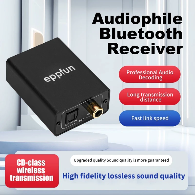 eppfun Le Audio Bluetooth 5.4 Receiver with Aptx Lossless/LDAC/LHDC, 192K/24bit Wireless Adapter with Optical/Coaxial