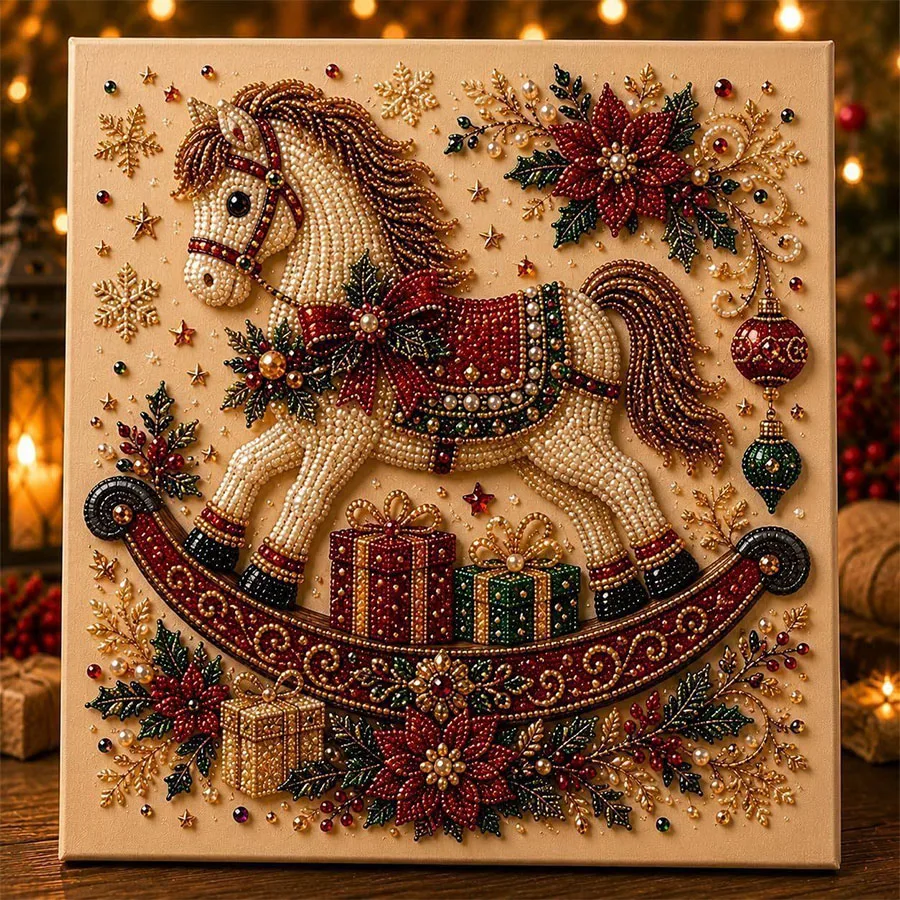 Weihnachts-Perlen-Diamantmalerei, handgemachtes Perlenbild, Weihnachtsengel-Glocken-DIY-Set, Feiertagsdekoration für Zuhause, Diamantmalerei, verschiedene Stile zur Auswahl, handgemachtes Heimdekorationsbild, Weihnacht – Detail 4