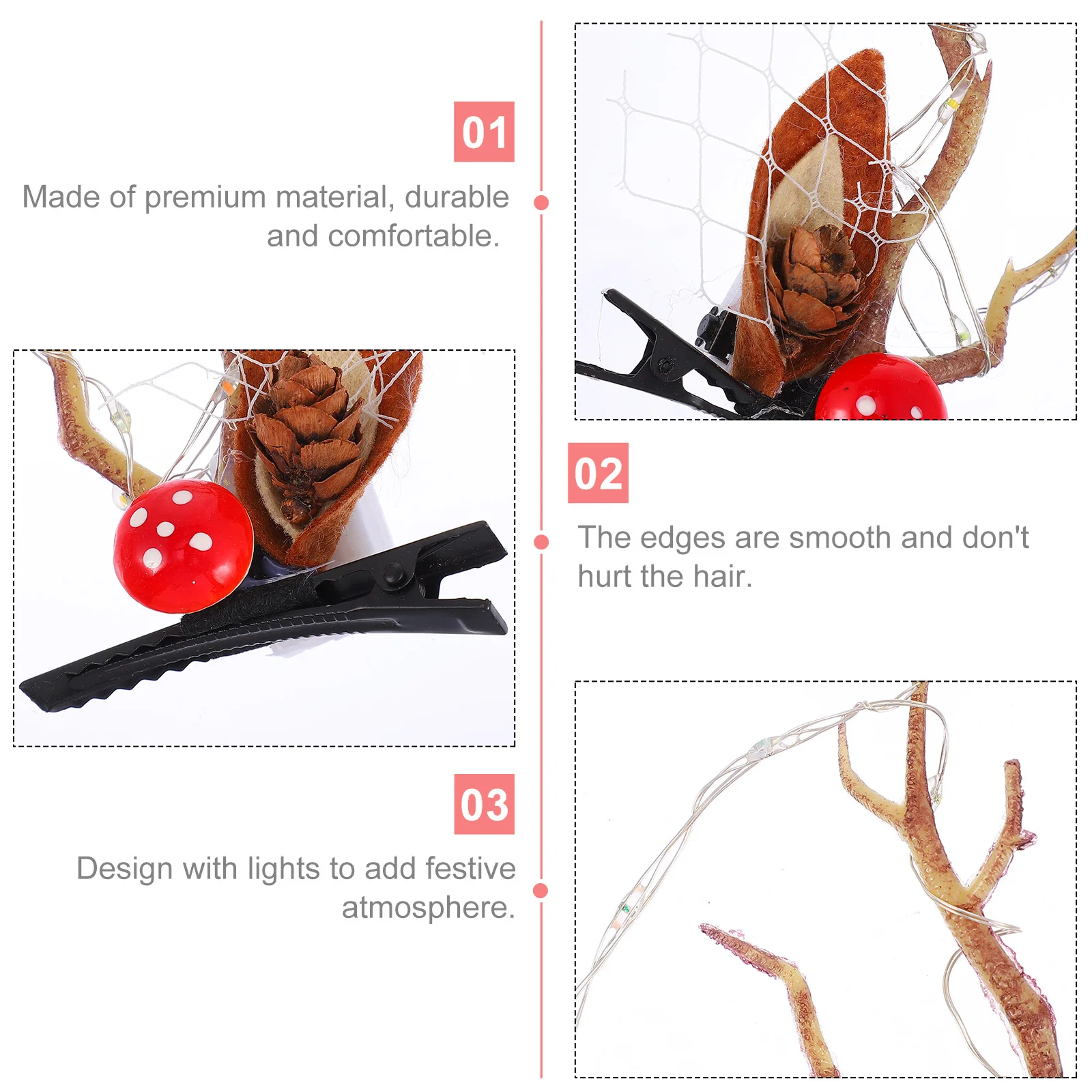 

1Pair Christmas Glowing Deer Horn Hair Clips Elk Antlers Barrettes Festival Costume Hairpin Christmas Hair Clip