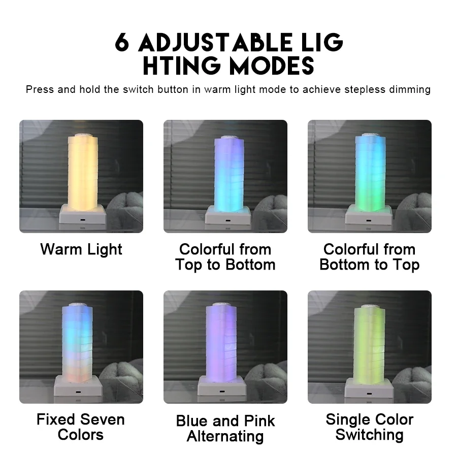 Holiday DIY Rainbow LED Desk Lamp,Color Changing Night Light,Fast Charge Bedside Lamp,Christmas Home & Bedroom Ambient Decor