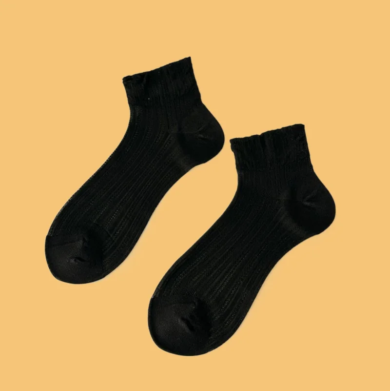 Chaussettes Courtes Respirantes en Dentelle pour Femme, 5/10 Paires, Talon Sans Chute, Maille Blanche, Mince, Confortable, Style Ballet, Clip, Été