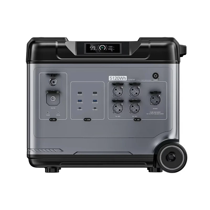 

Портативная электростанция 4000 Вт для кемпинга и экстренных ситуаций, 5 кВт·ч, с солнечной панелью, зарядкой для телефона, функцией приготовления пищи и фонариком