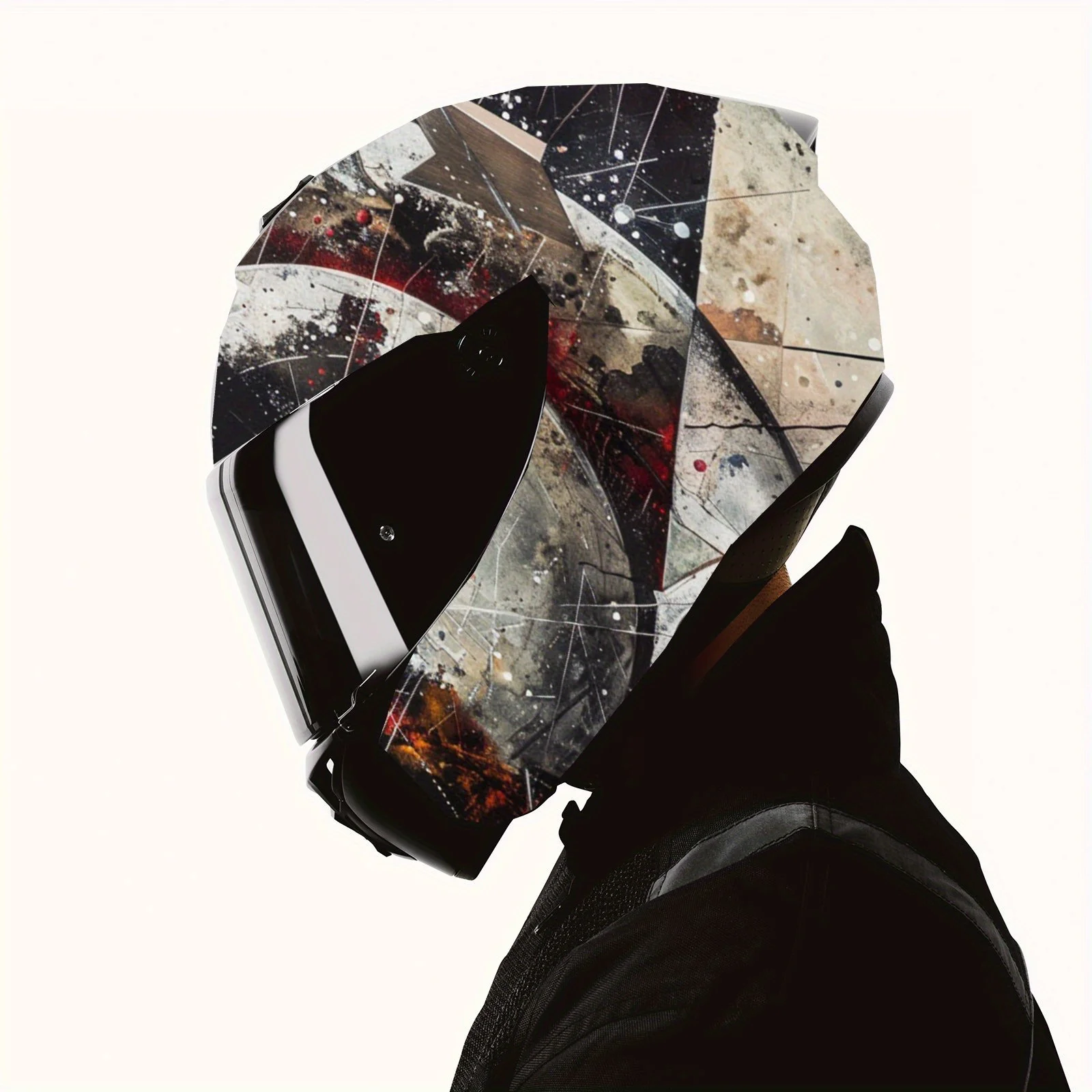Edgy Abstract Planet Art Helm-Vinylfolien, wasserdichte, selbstklebende Helm-Vinylfolien, Oberflächenschutz, personalisierter Motor