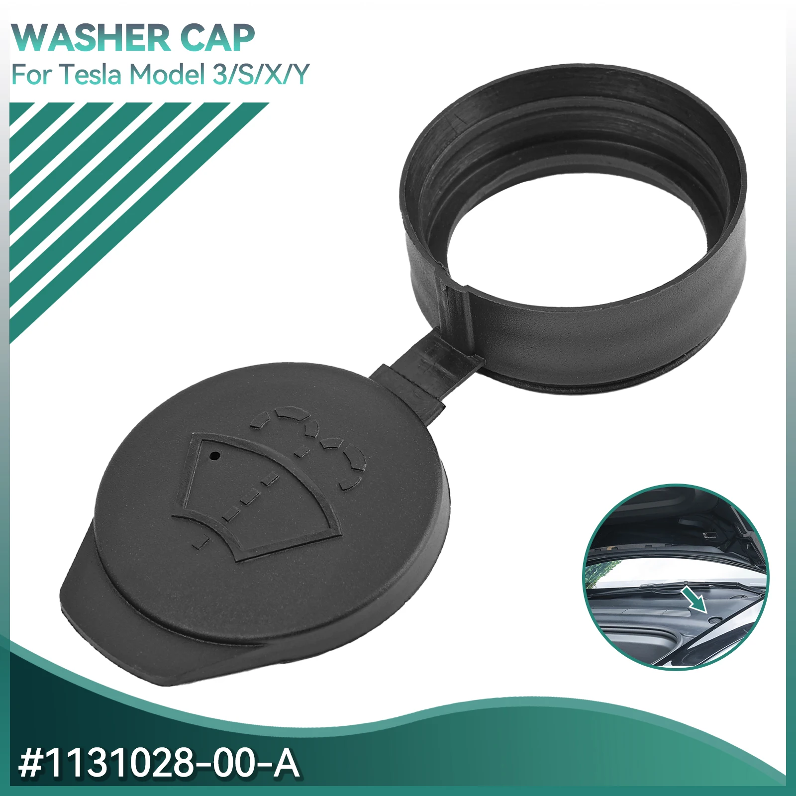 Car Windscreen Wiper Washer Fluid Reservoir Cover Water Tank Bottle Cap Fit For Tesla Model S 3 X Y 2012-2023 1131028-00-A BLACK