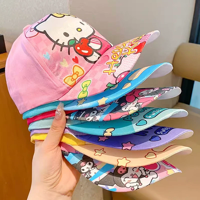 Gorra de béisbol Kawaii Kuromi Hello Kitty Sanrio para estudiantes, sombrero para el sol para deportes al aire libre, gorra transpirable ajustable para niños