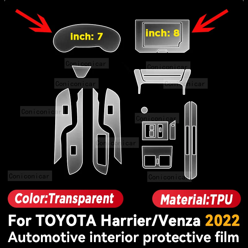 For TOYOTA Harrier Venza 2022 Car Gearbox Panel Film Dashboard Screen Protective Sticker Interior Anti-Scratch Film Accessories