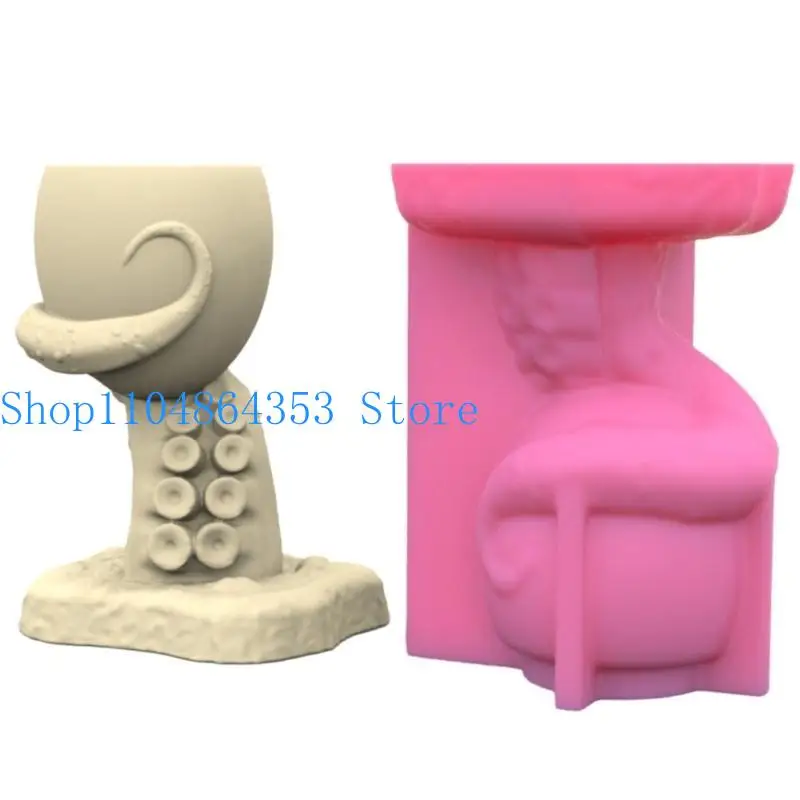 

652F Pen Holder Mold Silicone Flowerpot Plant Vintage Mould Concrete Cement