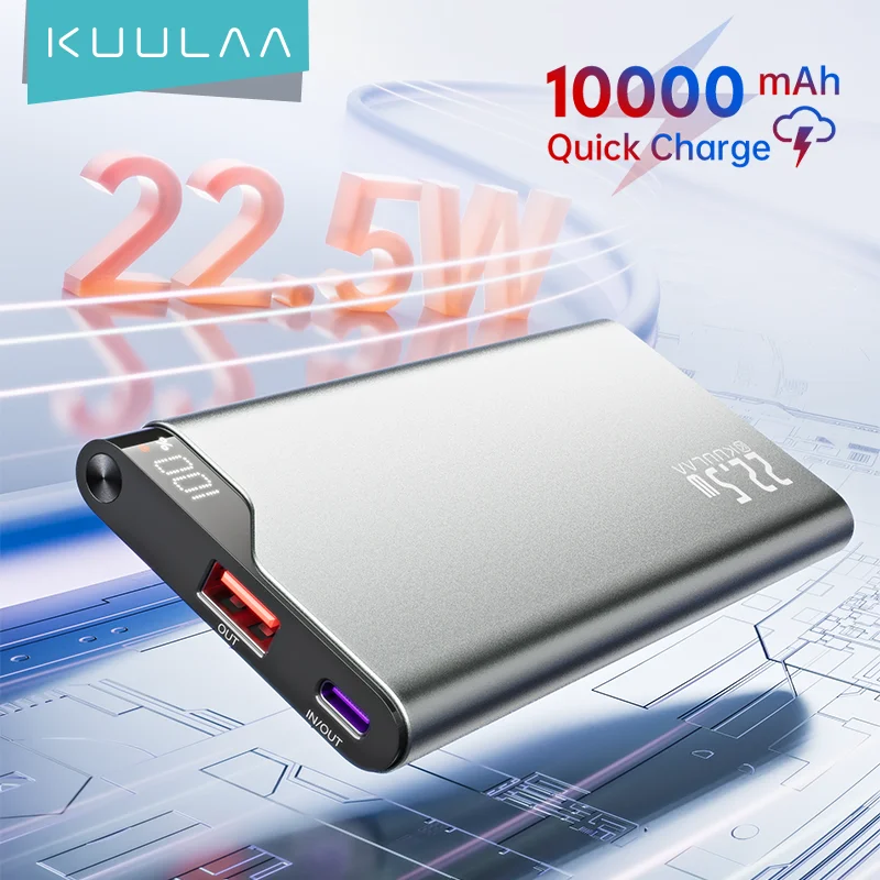 KUULAA 22.5W Power Bank 10000mAh Przenośna Ładowarka PowerBank Szybkie Ładowanie Zewnętrzna Bateria Do iPhone 17 16 14 Xiaomi power bank