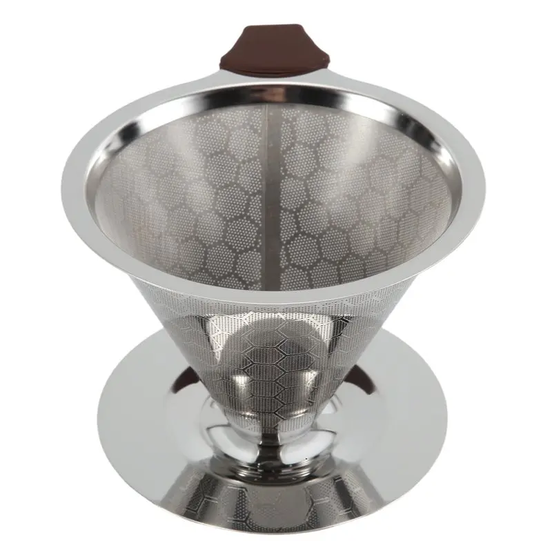 PORK-Pour Over Coffee Filter Dripper Reusable Stainless Steel Drip Coffee Maker Cone Coffee Mesh Filters For 1-4 Cup