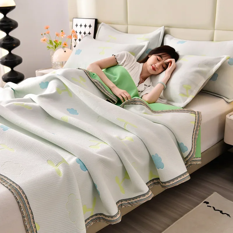 

Maternal and Infant Grade Wormwood Knitted Cotton Summer Quilt Jacquard Air Conditioner Pillowcase Summer Thin Blanket