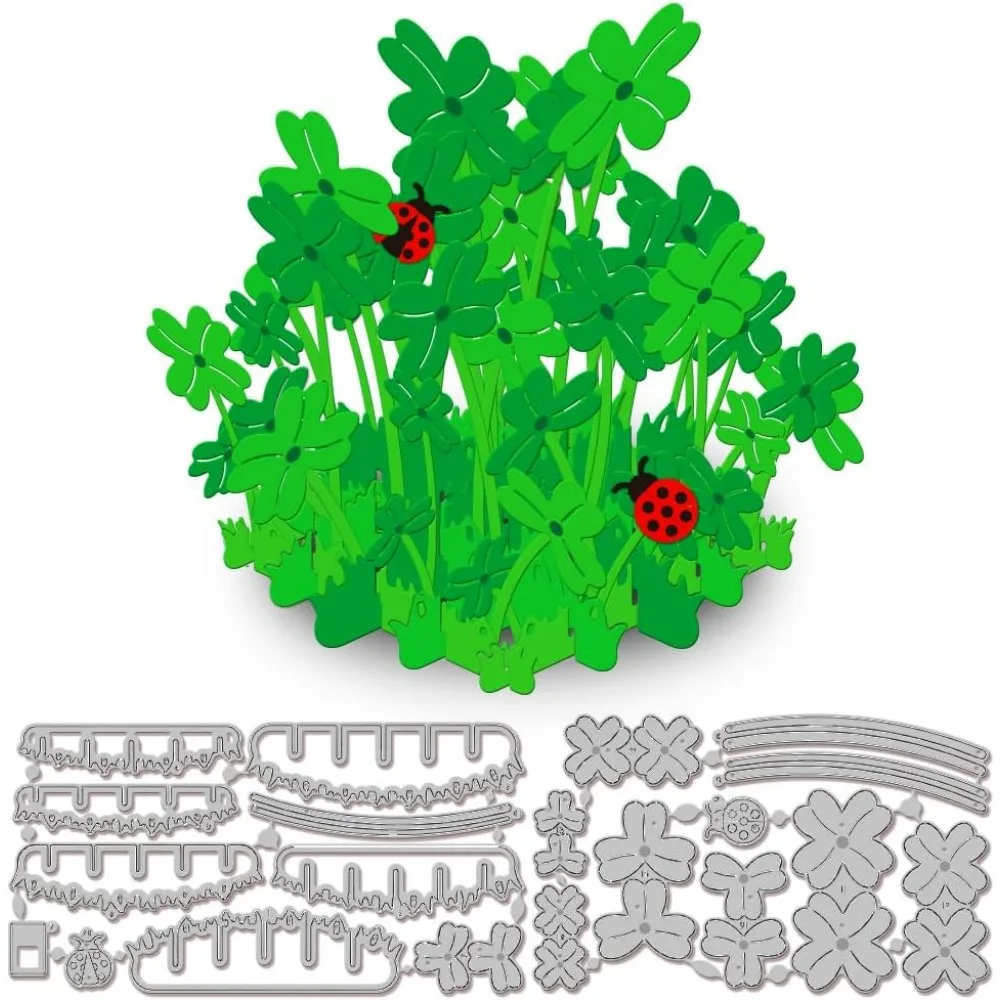 Saint Patrick's Day 3D Four-Leaf Clover Lucky Cutting Dies for Card Making Clover Metal Die Cuts Cutting Dies Template DIY