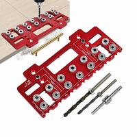 Woodworking Drilling Locator Adjustable Multipurpose Cabinet Hardware Jig Red Wood Drilling Guide Tool Wear-Resistant Hole Punch