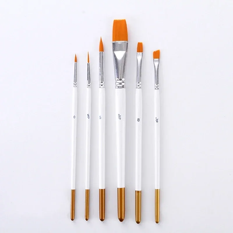 6Pcs Wooden Handle Painting Brushes Set Nylon Hair Watercolor Oil Painting Brush Acrylic Drawing School Student Art Supply