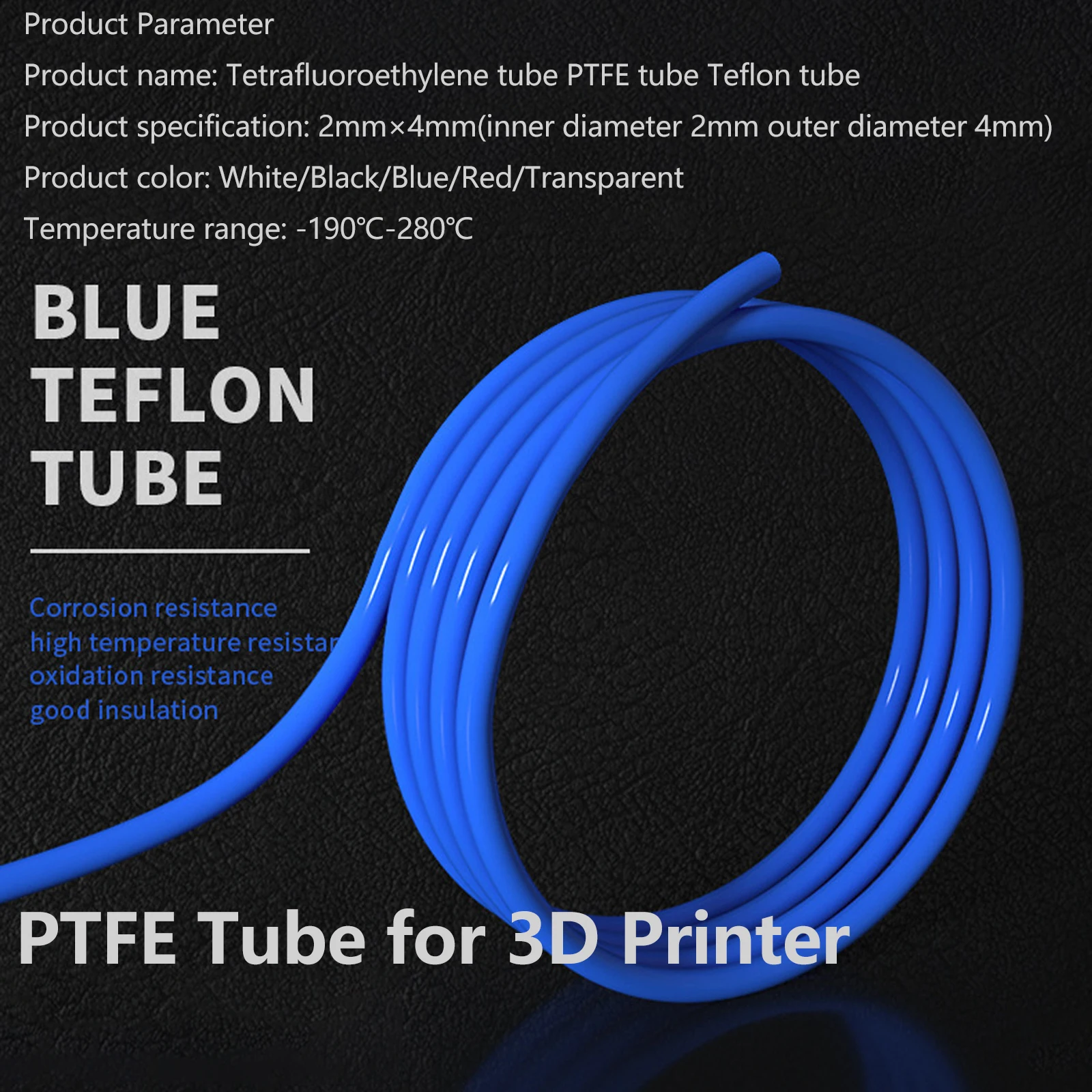 1 Meter 2x4mm ID 2mm OD 4mm PTFE Tube for 3D Printer Parts Pipe Bowden J-head 1.75mm Filament Guide Tube 3D Printing Accessories