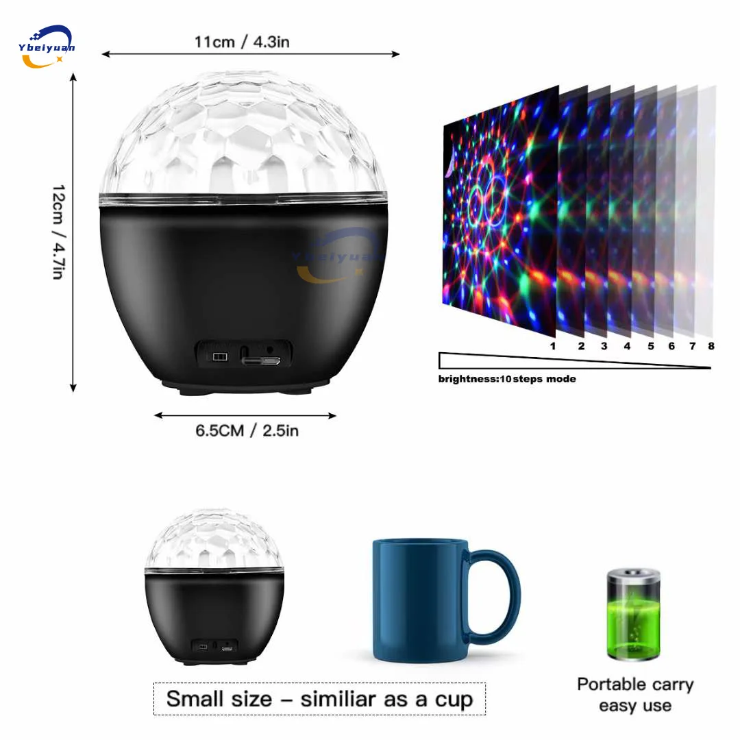 Bola mágica de luz RGBPW con control remoto por Bluetooth para discoteca, 16 modos de color, fiesta al aire libre, Navidad, Halloween, regalo de cumpleaños