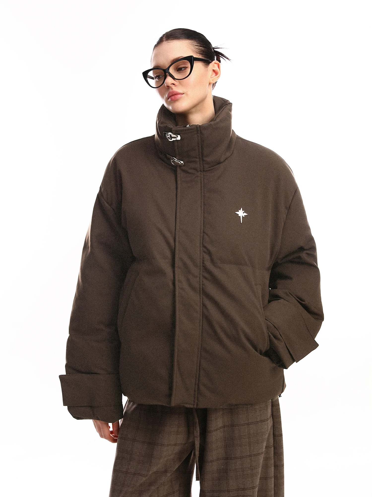 

Утепленная металлическая стеганая куртка с воротником-стойкой, женская зимняя теплая хлопковая куртка в стиле ретро с длинными рукавами на молнии