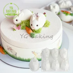 Dorica 3D Mini Easter Bunny Pudding Silicone Mousse Mould DIY Rabbit Jelly Chocolate Mold Dessert Cake Decorating Tools Bakeware