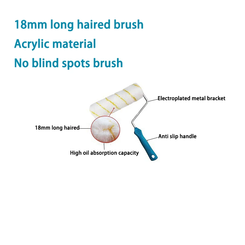 Add Long Hair Roller Brush Latex Paint With High Suction Coating Tool Acrylic Fiber Without Dead Corners 9-inch Hair Length18mm