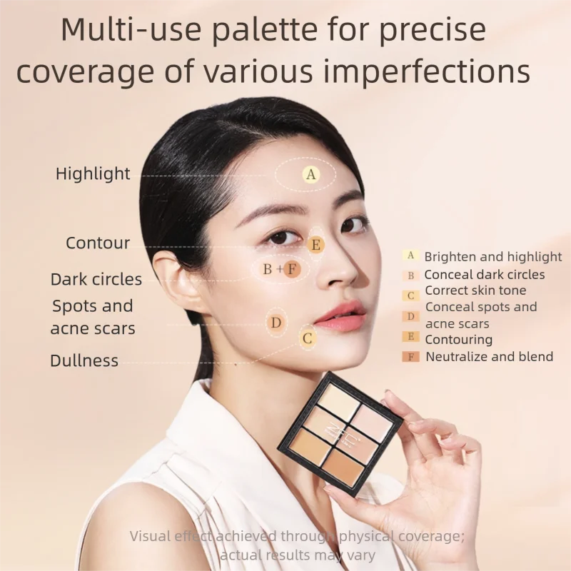 ZFC Premium Professional 6-Color Concealer Cream - High Coverage, Waterproof, Long Lasting, Skin-Friendly Formula 9.6g (0.34oz)