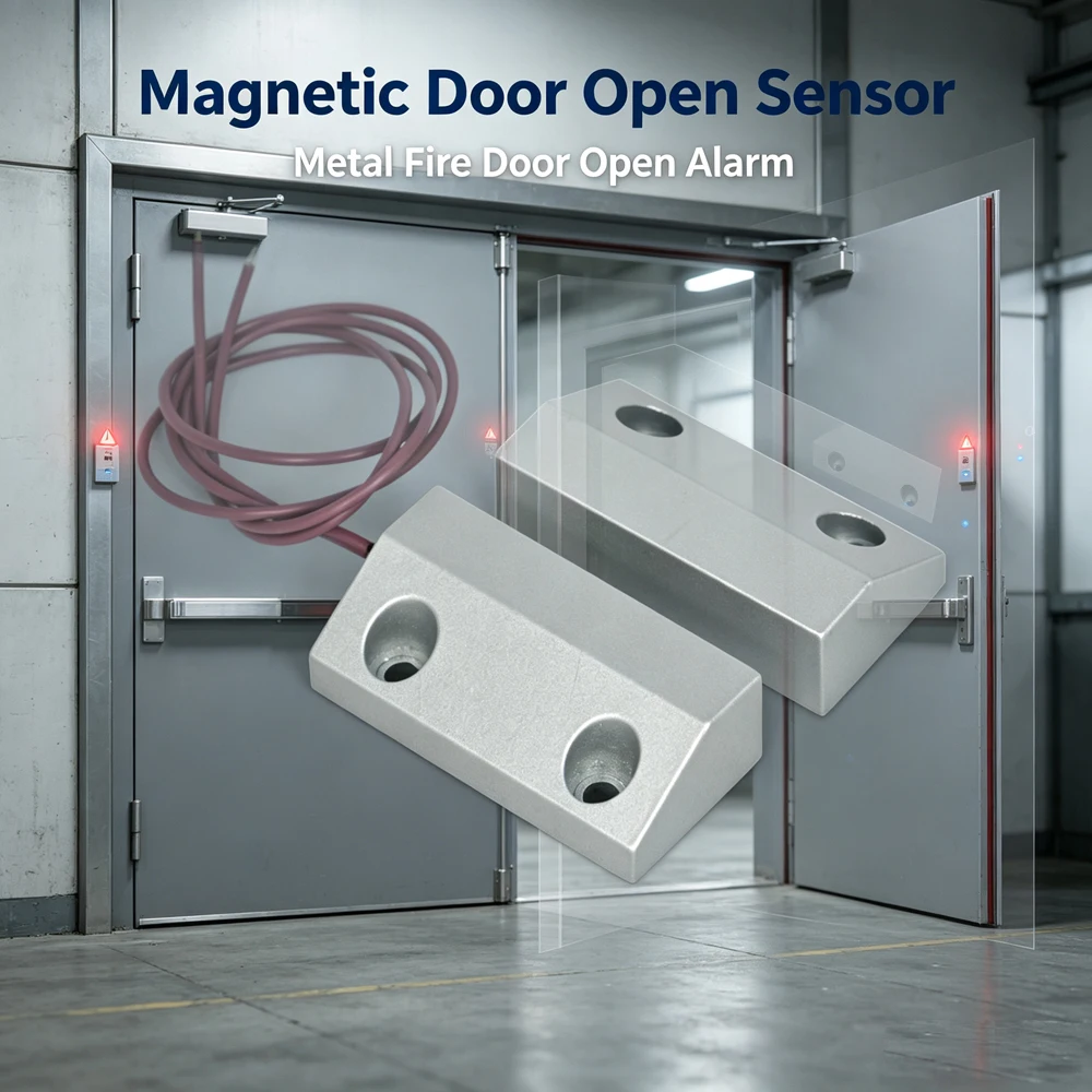 Zinc Alloy Door Contact Sensor Magnetic Switch for Metal Fire Control Door Normally Close Position Limit Detector Signal Output