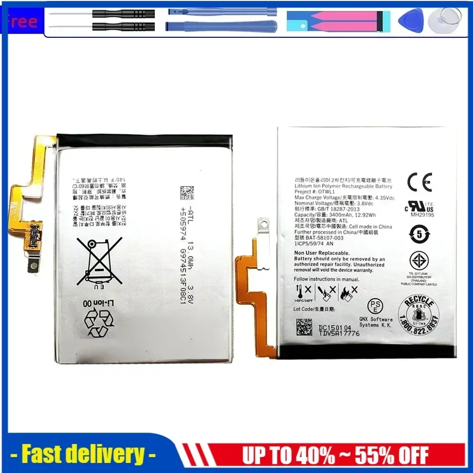 3400mAh BAT-58107 "-003 baterai kualitas tinggi untuk BlackBerry Q30 Paspor Paspor Paspor 4G Q30,SQW100-1 SQW100-3