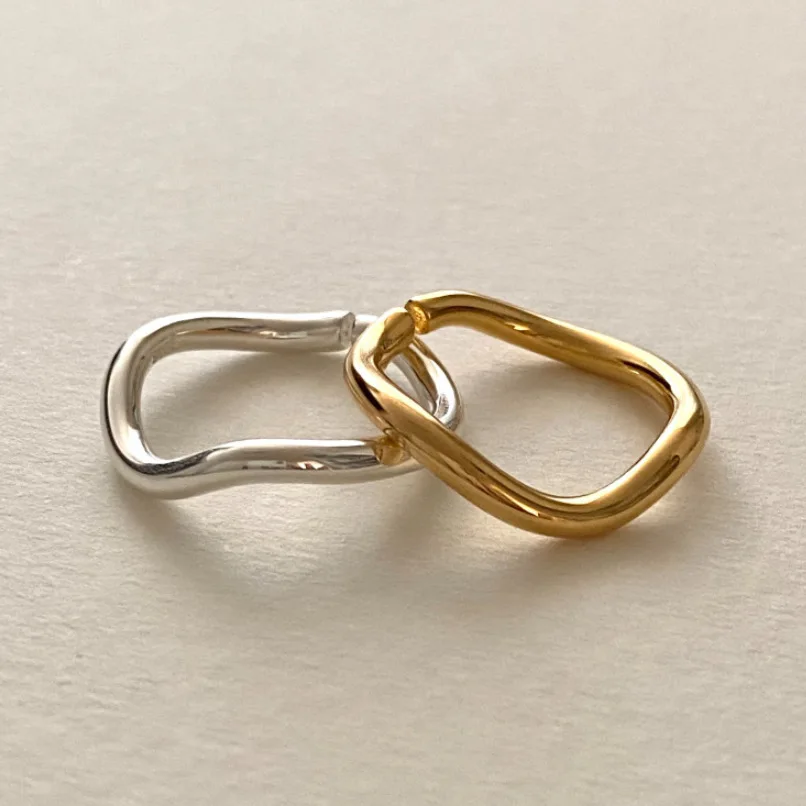 New In 925 Sterling Silver Wavy Line Open Rings For Women Versatile Minimalist Elegant Luxury Jewellery Accessories Wholesale