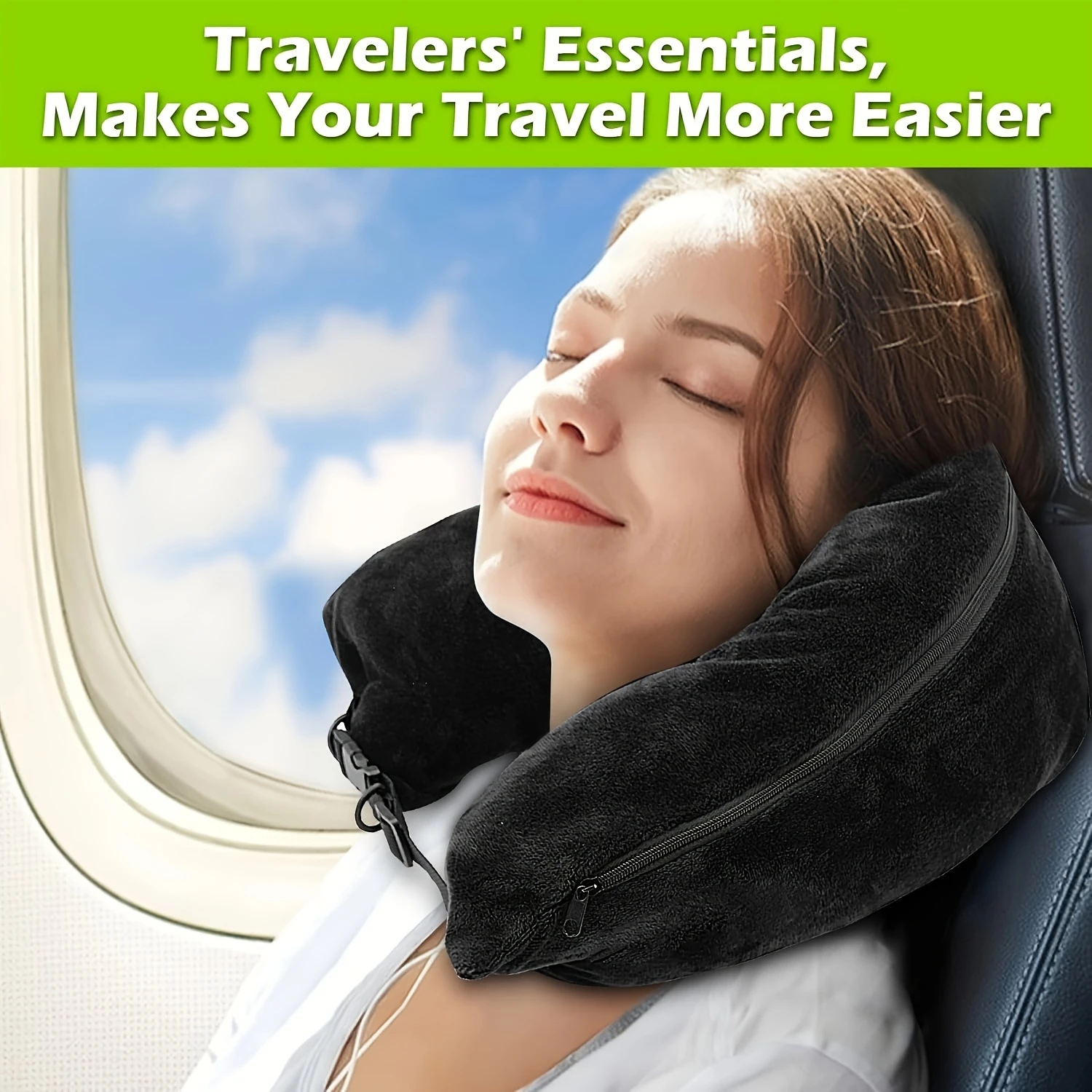 Lightweight & Portable Travel Neck Pillow - Soft, Machine Washable, Multi-Functional Luggage Accessory For Comfortable Sleep On 