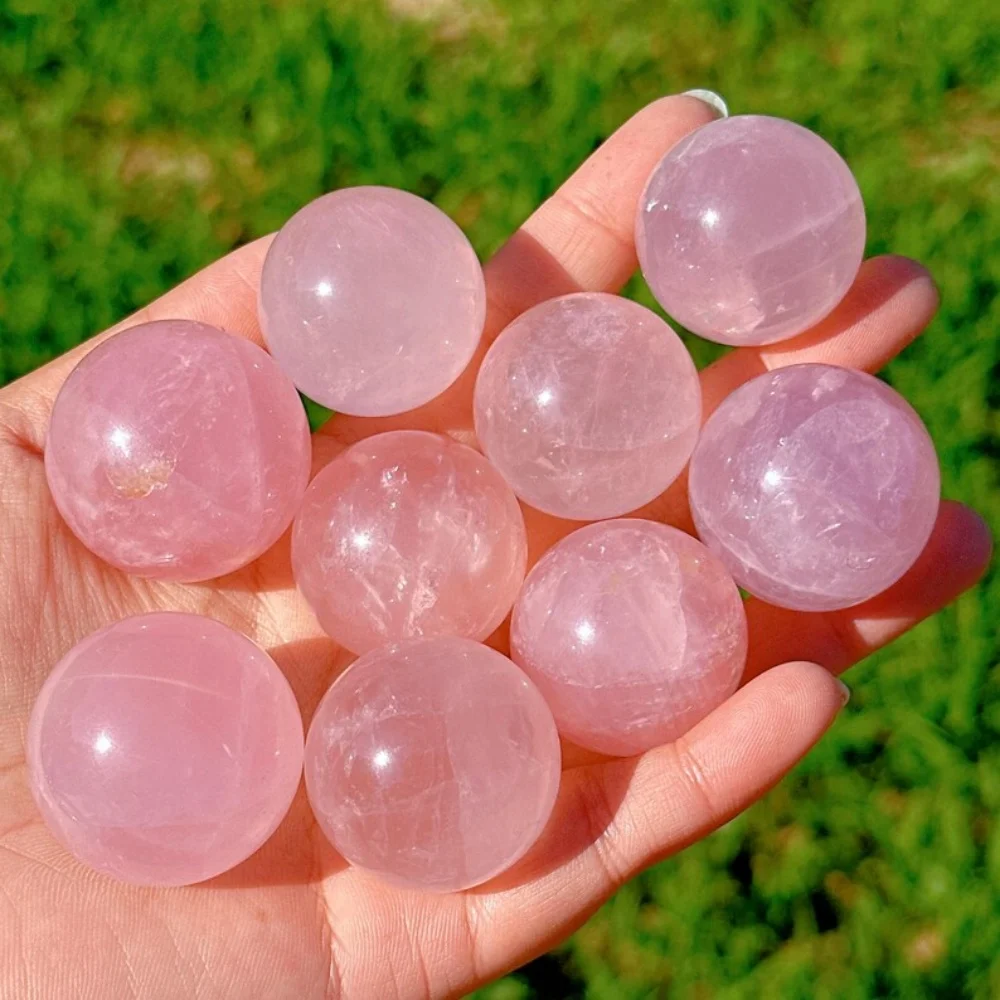 Esfera de Cuarzo Rosa Natural de 1.18 Pulgadas, Bola de Masaje Pulida, Esfera de Cristal Rosa para Reiki, Recuerdos de Cristal, Artesanía en Piedra