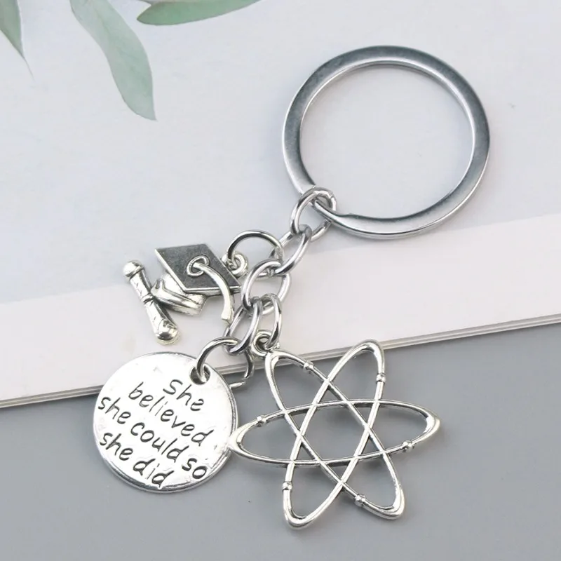 Biochemistry Student Keychain Gift Microscope Bio Inspiration Words Keychains Chemistry Teacher Keyring Jewelry New