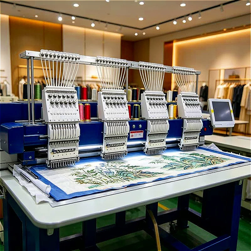 Hotel Customization Embroidery Machine 15 Needle 1200 SPM For Robe Towel Uniform Customized Multi Language Embroidery Machine