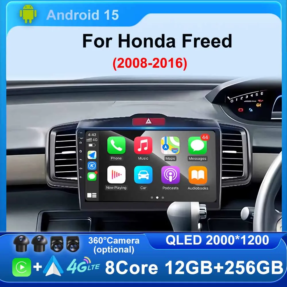 For Honda Fit Freed 2008 -2016  Car Radio Video Multimedia Player Split Screen GPS Navigation BT DSP Stereo QLED Screen Carplay