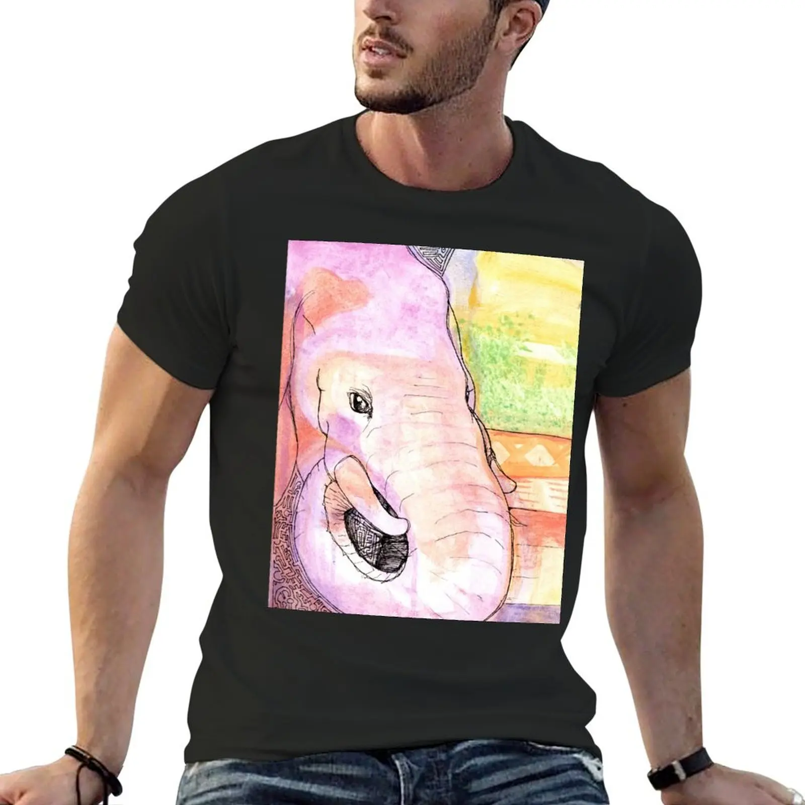 

Elephant Sunset T-Shirt sublime shirts graphic tee vintage cute tops t shirt men 100℅ cotton