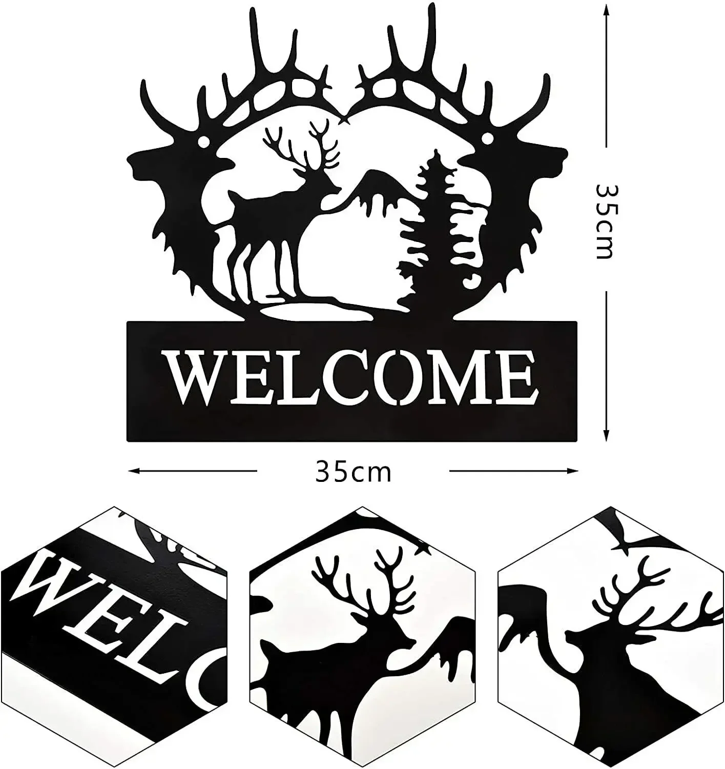 Hot Iron Crafts, Deer Metal Wall Art Deer Pine Tree Wall Decor Metal Deer Welcome Sign