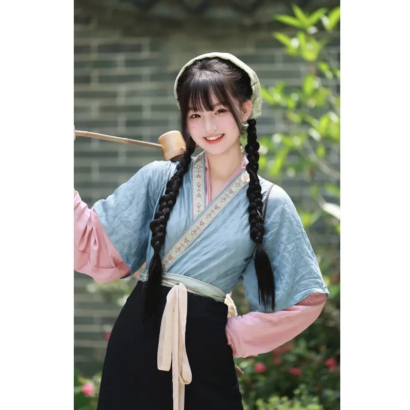 pastoral-hanfu-women-cross-collar-with-apron-tea-picking-farm-girl-ancient-costume
