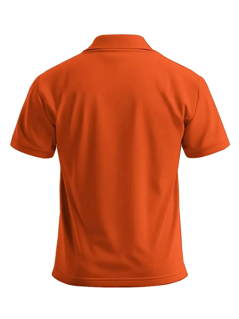 Printed design - no texture/embroidery/sequins, men's work and leisure polo shirt - multiple color options