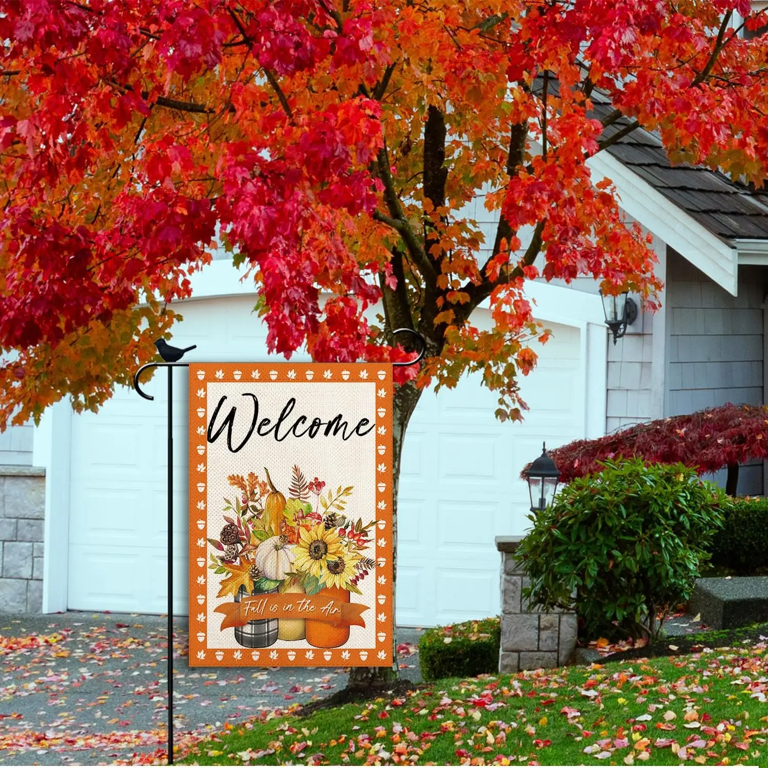 Fall In The Air Garden Flag Welcome Small double sided Seasonal Burlap Garden Farmhouse Decor 12.5x18 Inch yyi