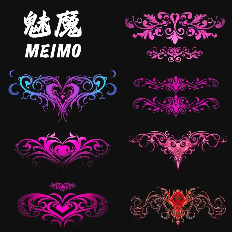 

Sexy Succubus Tattoo Sticker Set for Woman Hotwife Abdomen Art Temporary Tattoo Waterproof Pink Totem Fake Tatoo Lasting Sticker