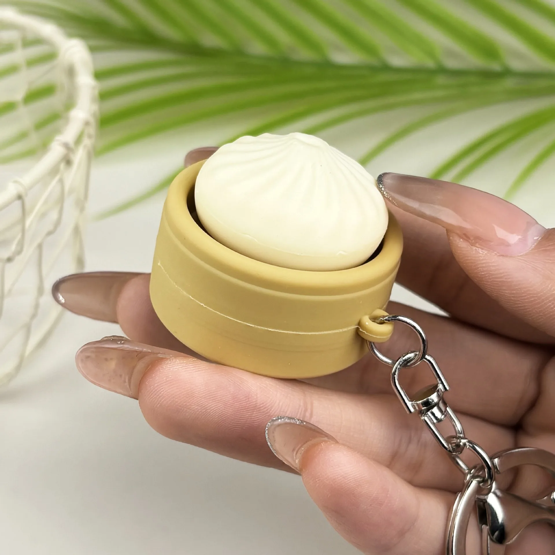 Simulation  Keychain Lightweight Xiaolongbao Key Chain Pendant Key Chain Bouncy Decompression Key Chain For Student Use Gift