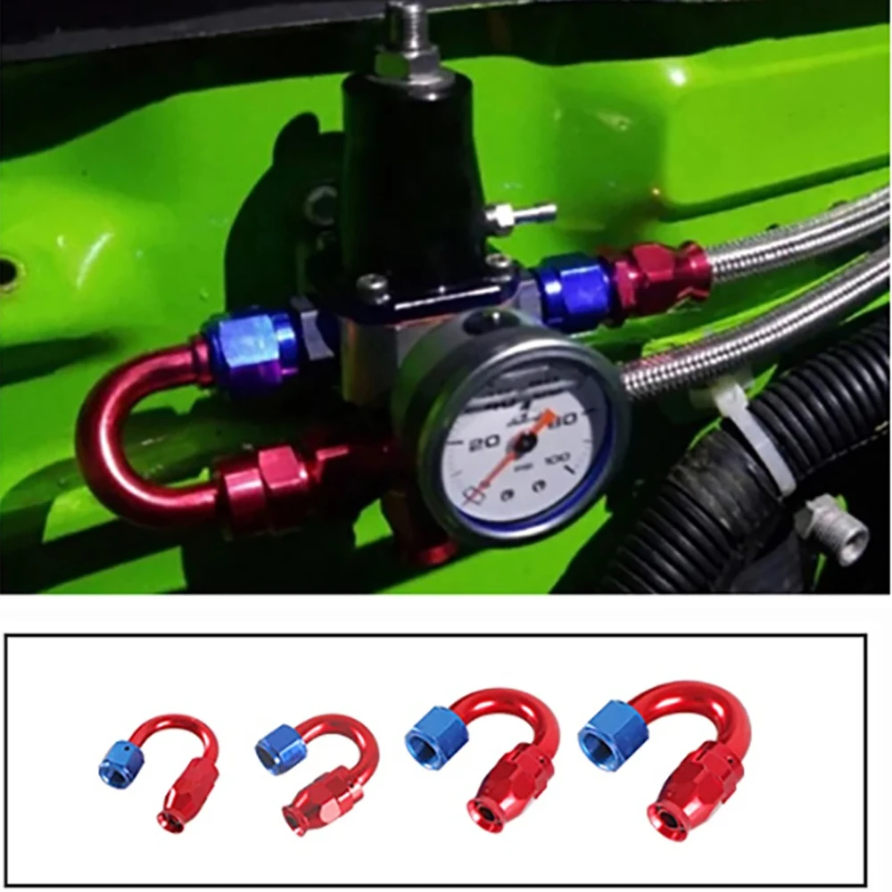 AN4 AN6 AN8 AN10 AN12 Straight 0 45 90 180 Degree Reusable Car Hose End Fittings Adapter For Swivel PTFE Oil Fuel Line Blue Red