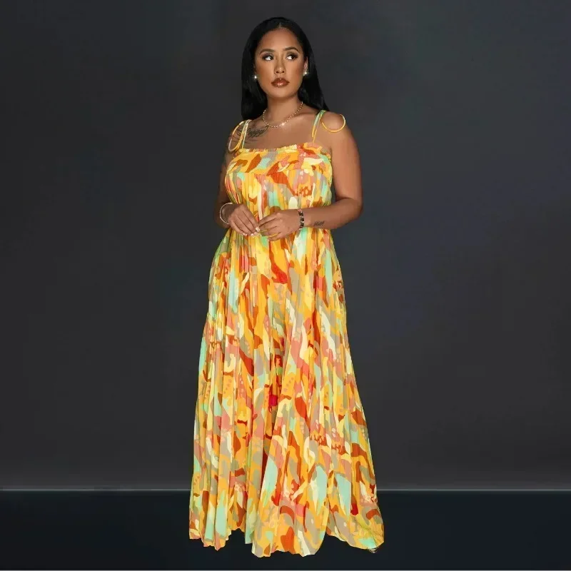 

Летний комбинезон GUWU без бретелек с цветочным принтом, плиссированные широкие брюки, женский свободный комбинезон для отпуска и пляжа, элегантная уличная одежда