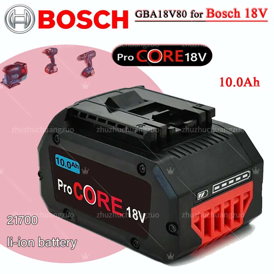 Original 18V 10.0Ah Lithium-Ion Battery Pack GBA18V80 for Bosch 18Volt MAX Cordless Power Tool Drills(21700 built in battery )