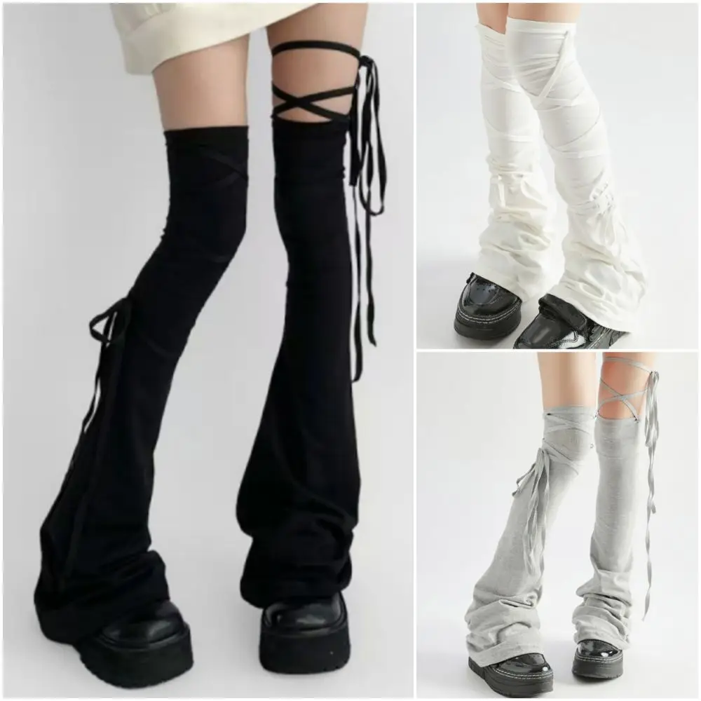 Aquecedores de pernas de algodão hottie, fechamento com cadarço, estilo tubo alto, steampunk, cosplay, multicolorido, aquecedores de pernas de tubo alto, jk girl