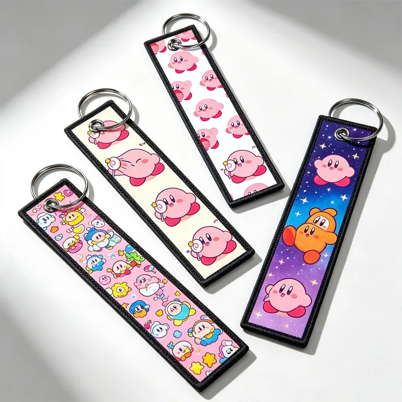 Llaveros Dobles Kawaii de Kirby, Decoraciones para Mochilas, Llavero con Diseño de Anime, Llavero Creativo con Patrón de Dibujos Animados, Regalos para Fiestas de Cumpleaños
