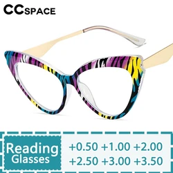 Colorful Stripe Reading Glasses Women Fashion Cat Eye Resin Optical Presbyopic Eyeglass Custom Diopter+50~+600 #304124
