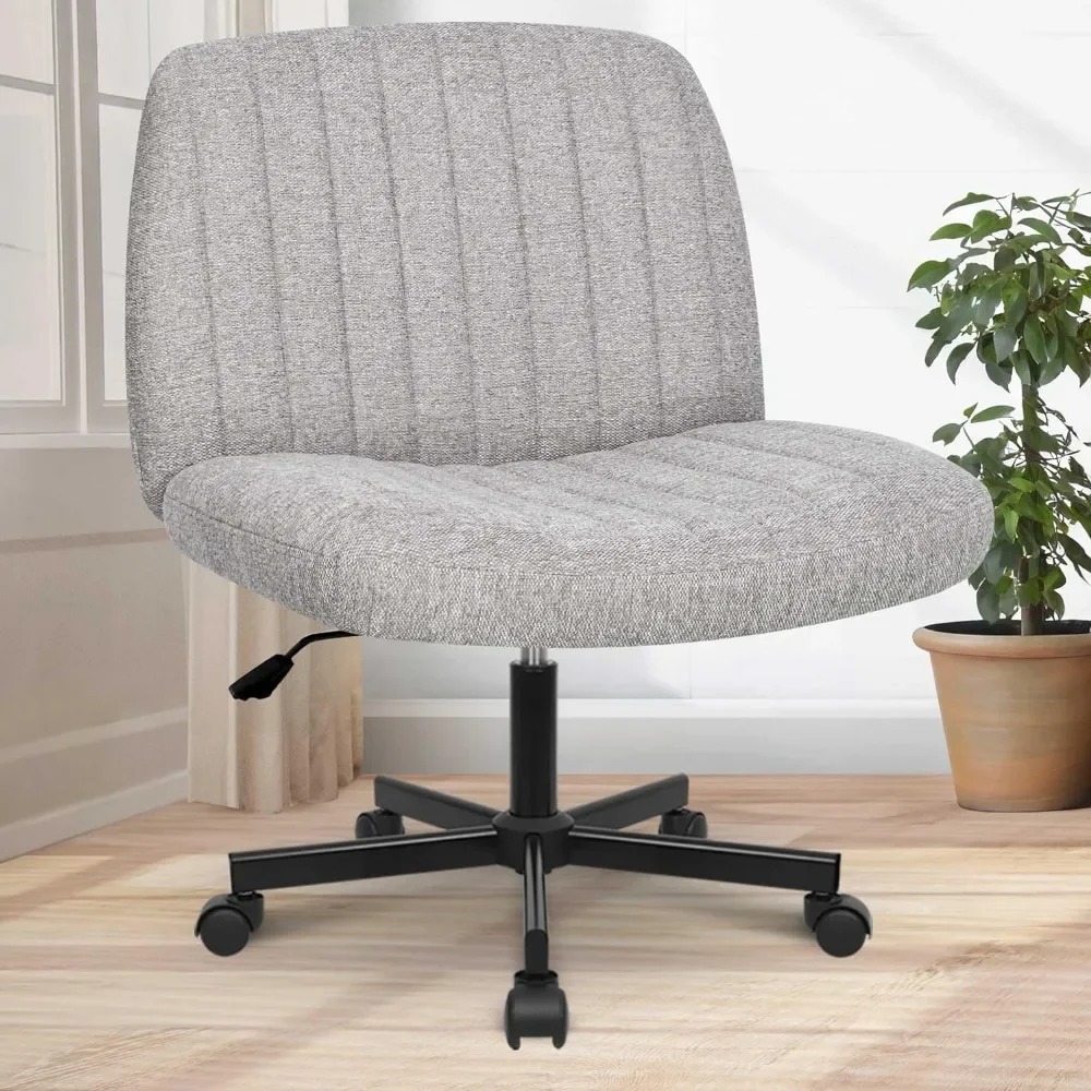 Criss Cross Legged Armless Desk Reading Chair with Wheels Swivel Modern Ergonomic Vanity Bedroom Adjustable