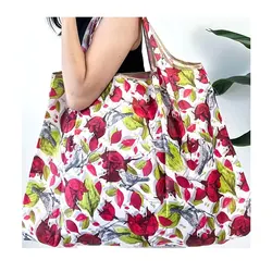 Reusable Grocery Bags Large-capacity Portable Tote Shoulder Bag Lightweight Print Handbag For Shopping Durable Nylon Shopper Bag