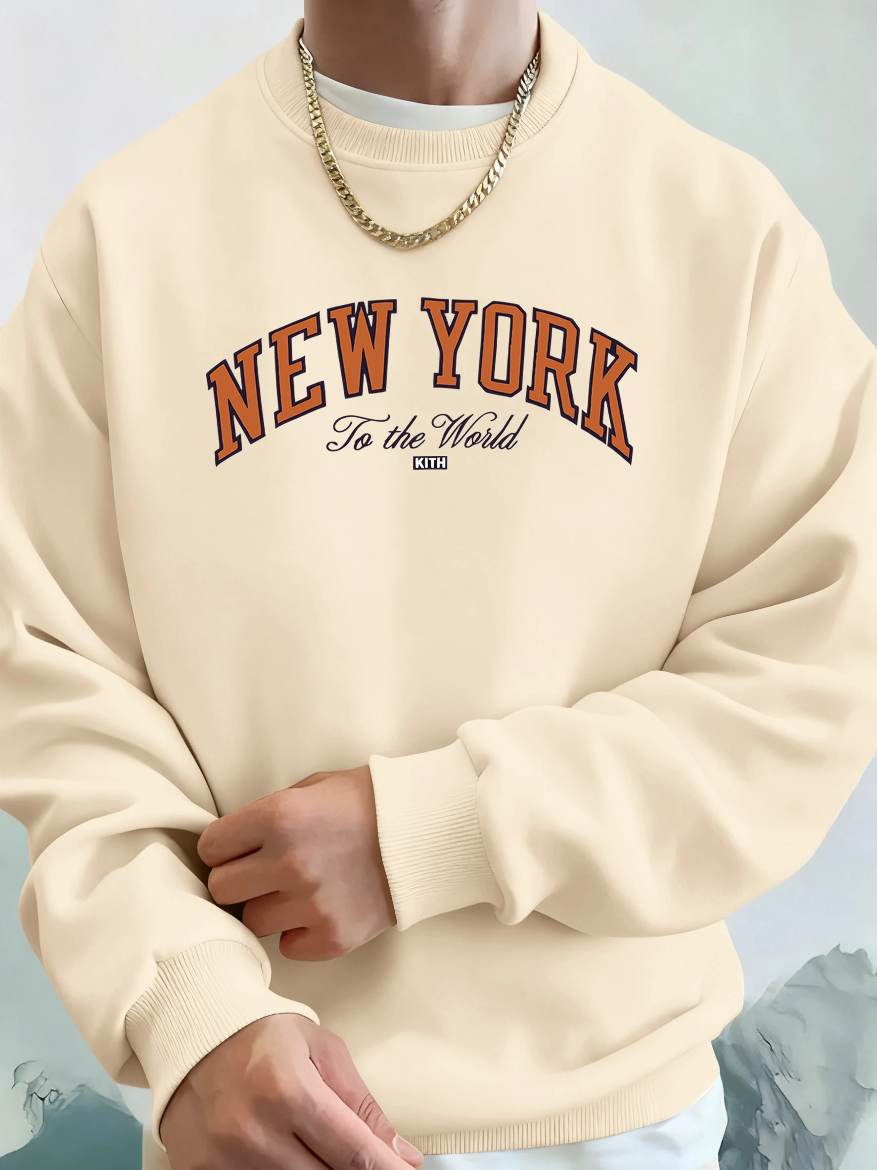 เสื้อสเวตเชิ้ตพิมพ์ลาย New York To The World Art สำหรับผู้ชาย สไตล์ลำลอง ใส่ได้ทุกโอกาส เหมาะสำหรับฤดูใบไม้ร่วง เสื้อฮู้ดดี้สำหรับเล่นกีฬา วิ่งจ๊อกกิ้ง ทรงหลวม สบายๆ