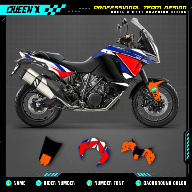 

Queen X MOTOR Custom Team Motorcycle Graphics Background Decals Stickers Kits For KTM ADV 1290 R S 2017 2018 2019 2020