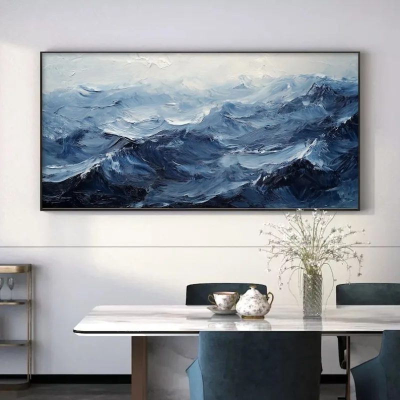 

Original 3D Ocean Wave Oil Painting on Canvas,Abstract Large Minimalist Wall Art Ocean Seascape Painting for Living Room Decor