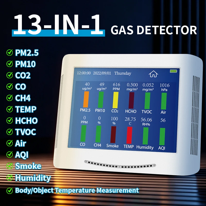 13-in-1 Detects PM2.5/HCHO/TVOC/CO/CH4/Smoke/Humidity Multifunctional Air Monitor &8